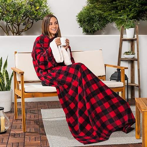 Miniatura 5 de Pavilia - Cobija de lana polar, con mangas, para adultos, hombres y mujeres, elegante, acogedora, cálida, extra-suave, funcional, ligera.