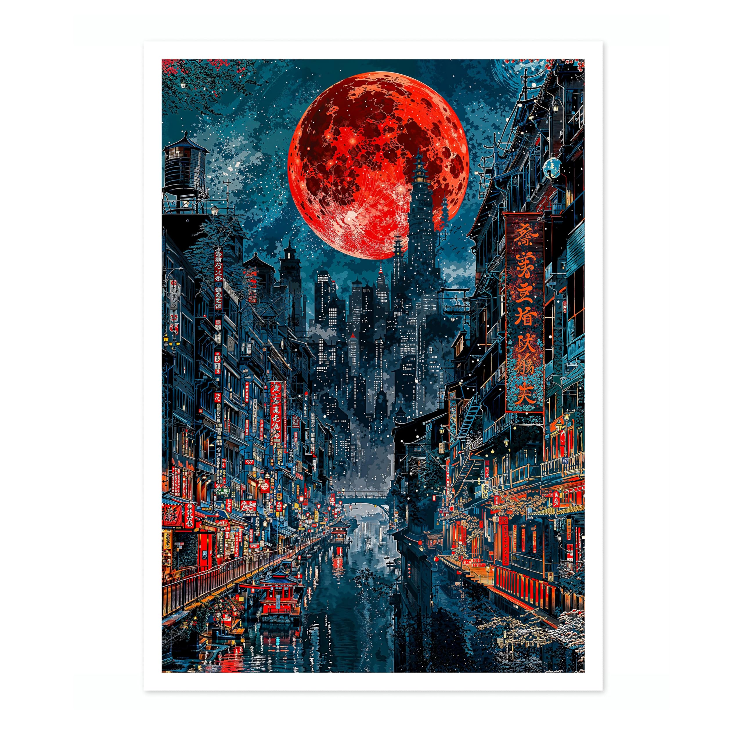 River Street Market Anime Woodblock Poster Print, Cartoon Manga Edo Aesthetic Wall Art Japanese Wall Art Bedroom Home Decor, A1 (Print Only) - 84.1x59.4cm โ image 1