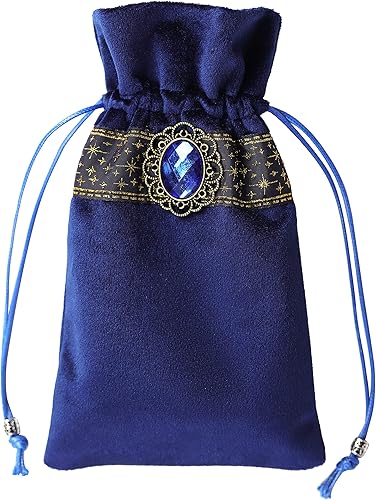 Miniatura 3 de DOARLUO Mantel de tarot de altar - 25.6 x 25.6 pulgadas - Terciopelo Wicca de adivinación con bolsa de cartas de tarot (azul)