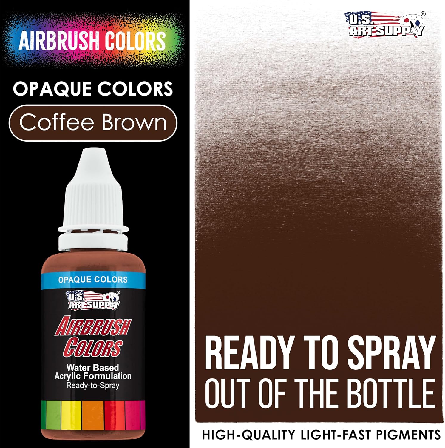 U.S. Art Supply Opaque Coffee Brown Acrylic Special Effects Airbrush Paint - 1oz Ready to Spray Air Brush Paint for Nails, Models, Fabric - Water-Based Air Brush Painting