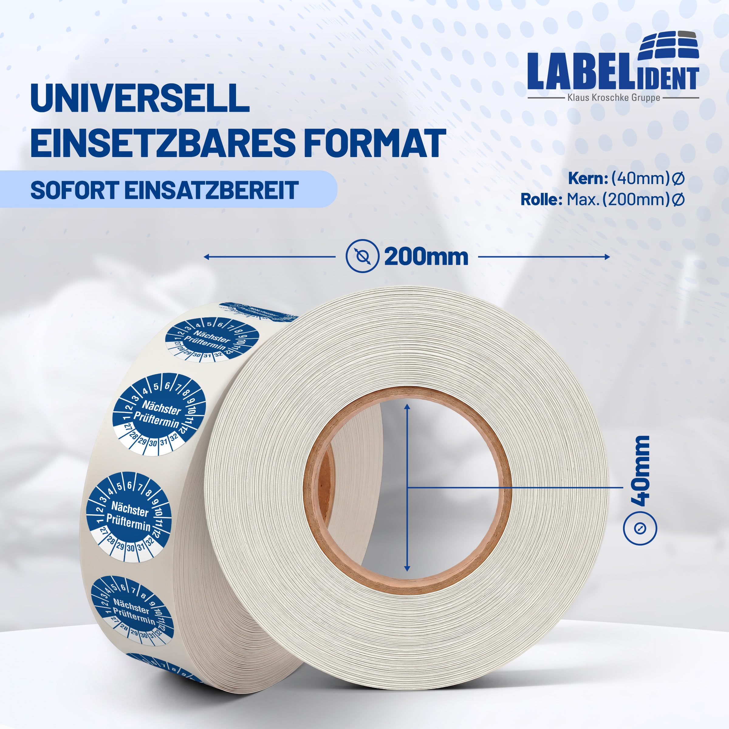 Labelident Prüfplaketten Nächster Prüftermin - Ø 30 mm - 1.000 auf Rolle, 2027-2032, selbstklebend