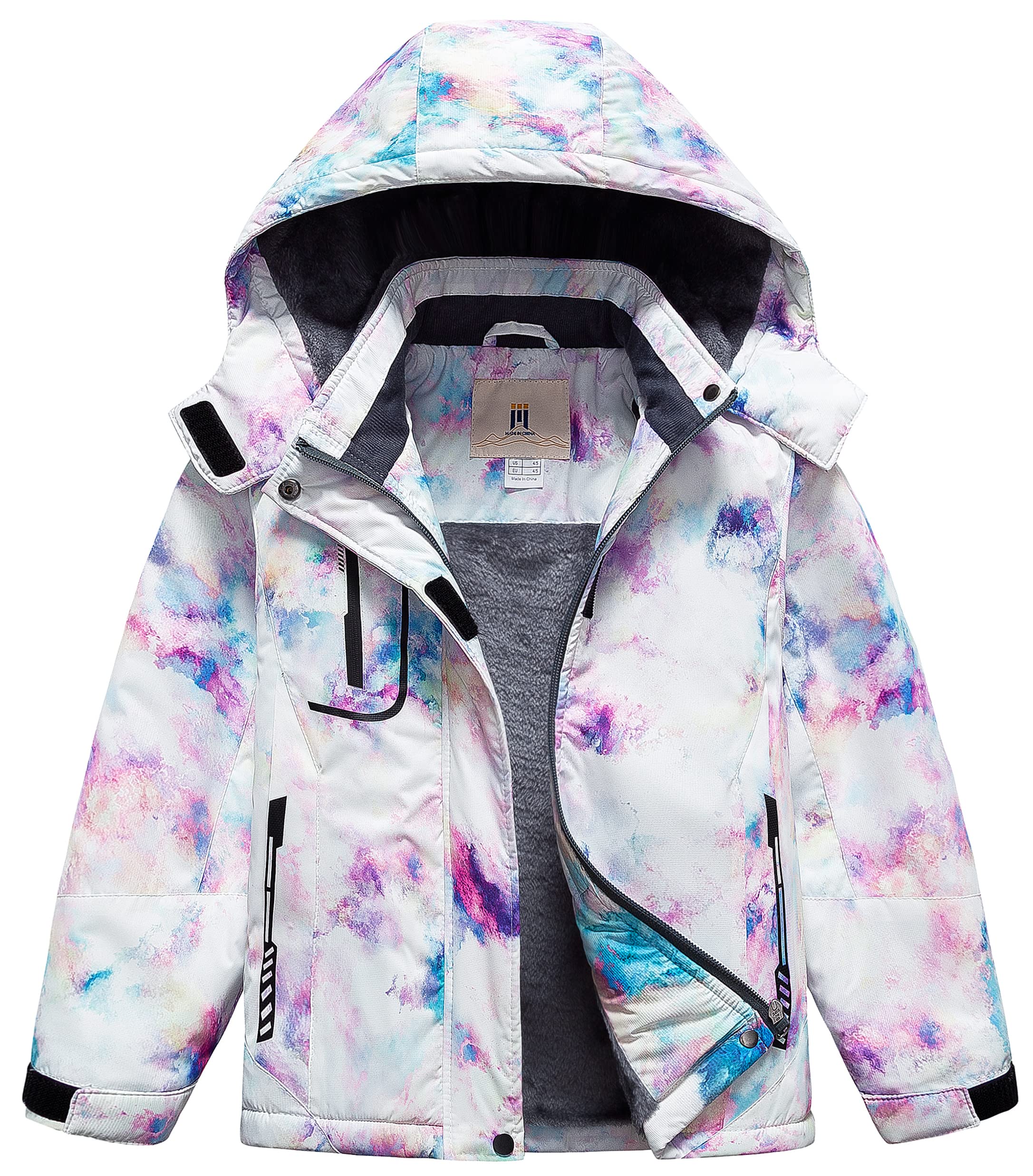 CREATMO US Girl's Waterproof Ski Jacket Warm Winter Snow Coat Windproof Snowboarding Rain Jacket