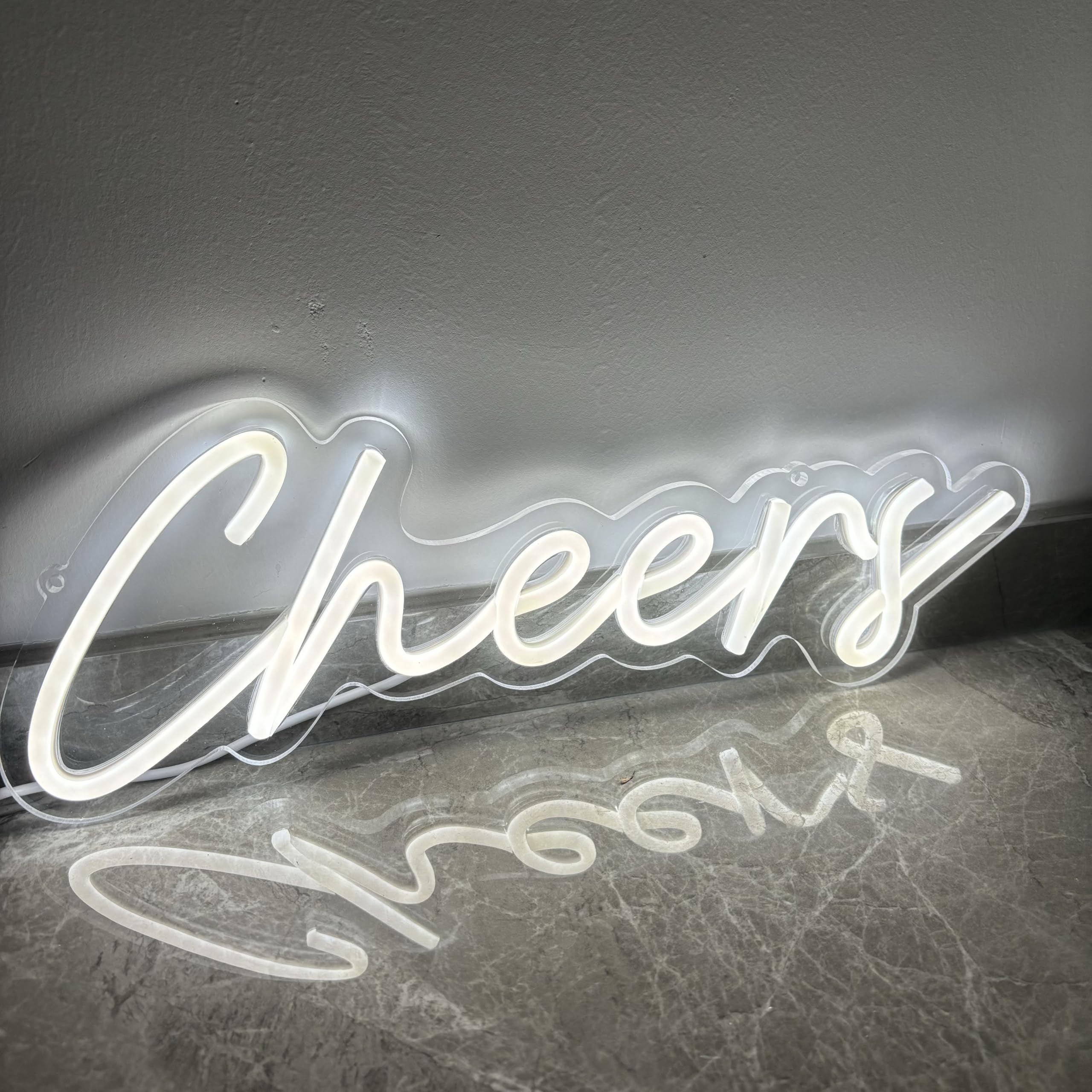 Cheers - Targa al neon personalizzata, decorazione da parete, lampada a LED per la casa, decorazione della stanza, regali personalizzati per lui