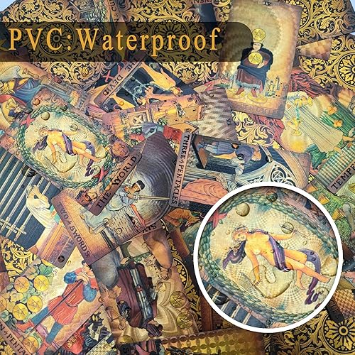 Miniatura 5 de Juego de cartas de tarot para principiantes con libro guía, significados sobre ellos, PVC impermeable, incluye soporte para tarjetas, tapete de