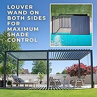 Vista 2 de Backyard Discovery Sarasota 20' x 10' Galvanized Steel Louvered Pergola Kit with Adjustable Roof, Shade, Rain Protection, High-Wind Rating, Gutter