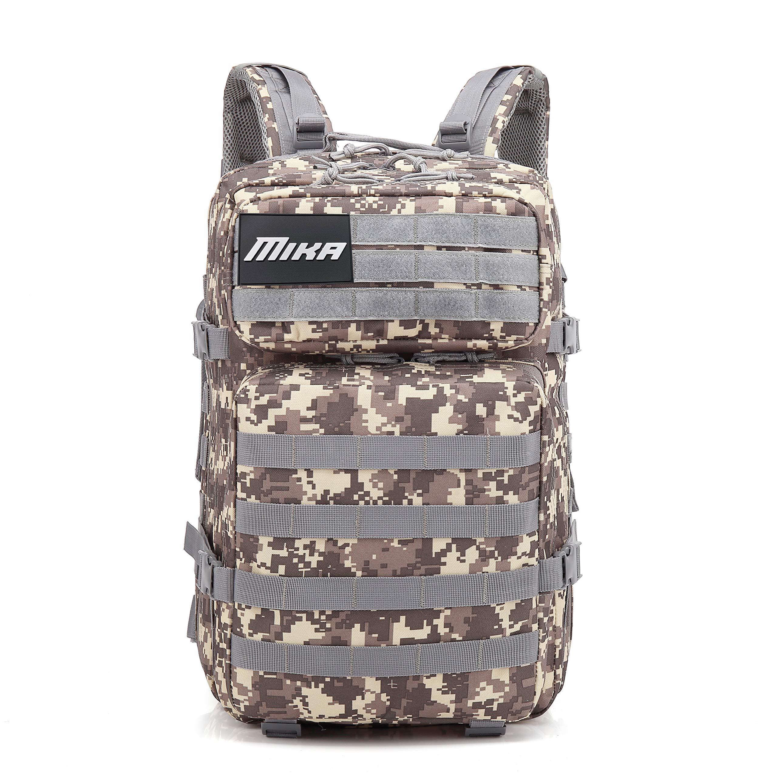 MIKA Premium 45L Military Tactical Backpack for 3 Days Army Assault Bag Large Rucksack with Molle System (2024 Model) (Gray Desert Camouflage, 45L)