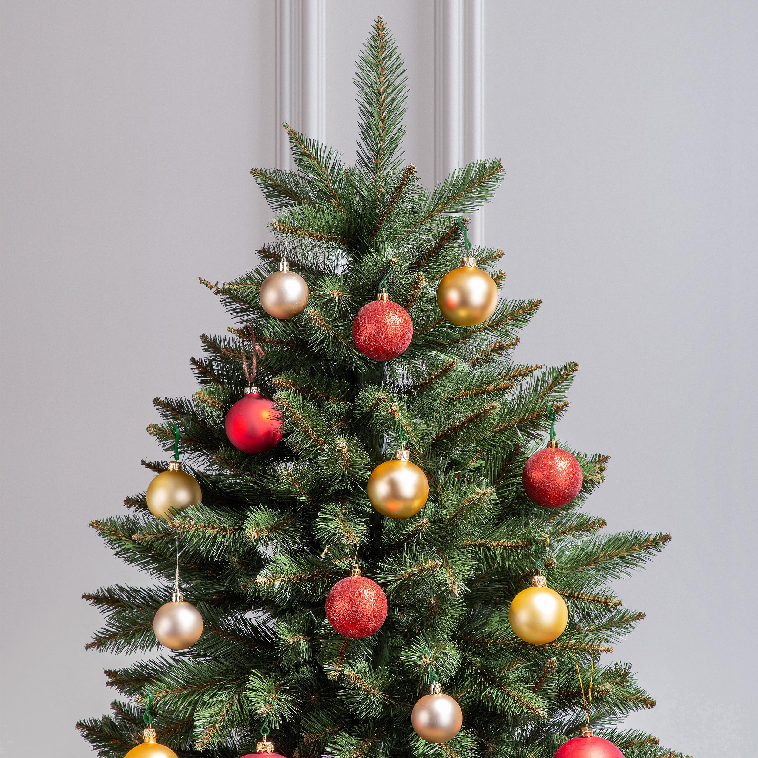 FAIRYTREES Sapin de Nordmann, Tronc Vert, Sapin de Noël Artificiel, matériel PVC, Socle en Bois, 180cm