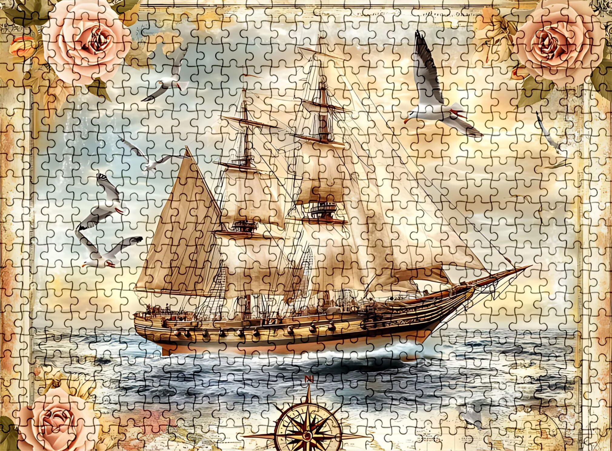 Puzzle Puzzle 1000 elementów dla dorosłych z plakatem w zestawie, drewniane puzzle do gry rodzinnej, edukacyjna i antystresowa zabawa, dekoracja ścienna do domu, prezent urodzinowy, 75 x 50 cm retro