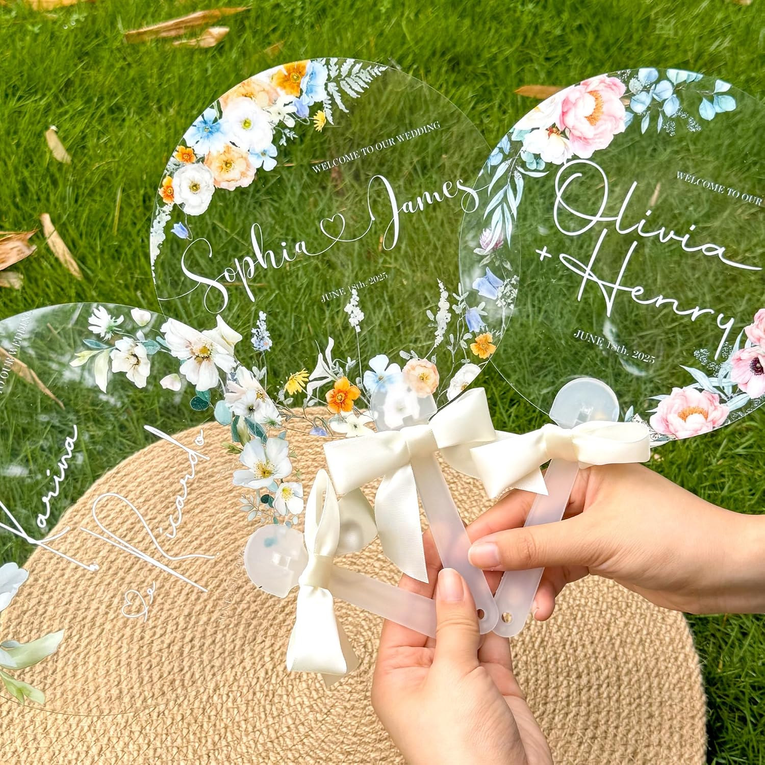 Personalized Transparent Handheld Wedding Fans, Wedding Favor Fans for Hot Outdoor Wedding, Summer Wedding Gifts for Guests, Custom Bulk Bridesmaid Gift (1) image 3
