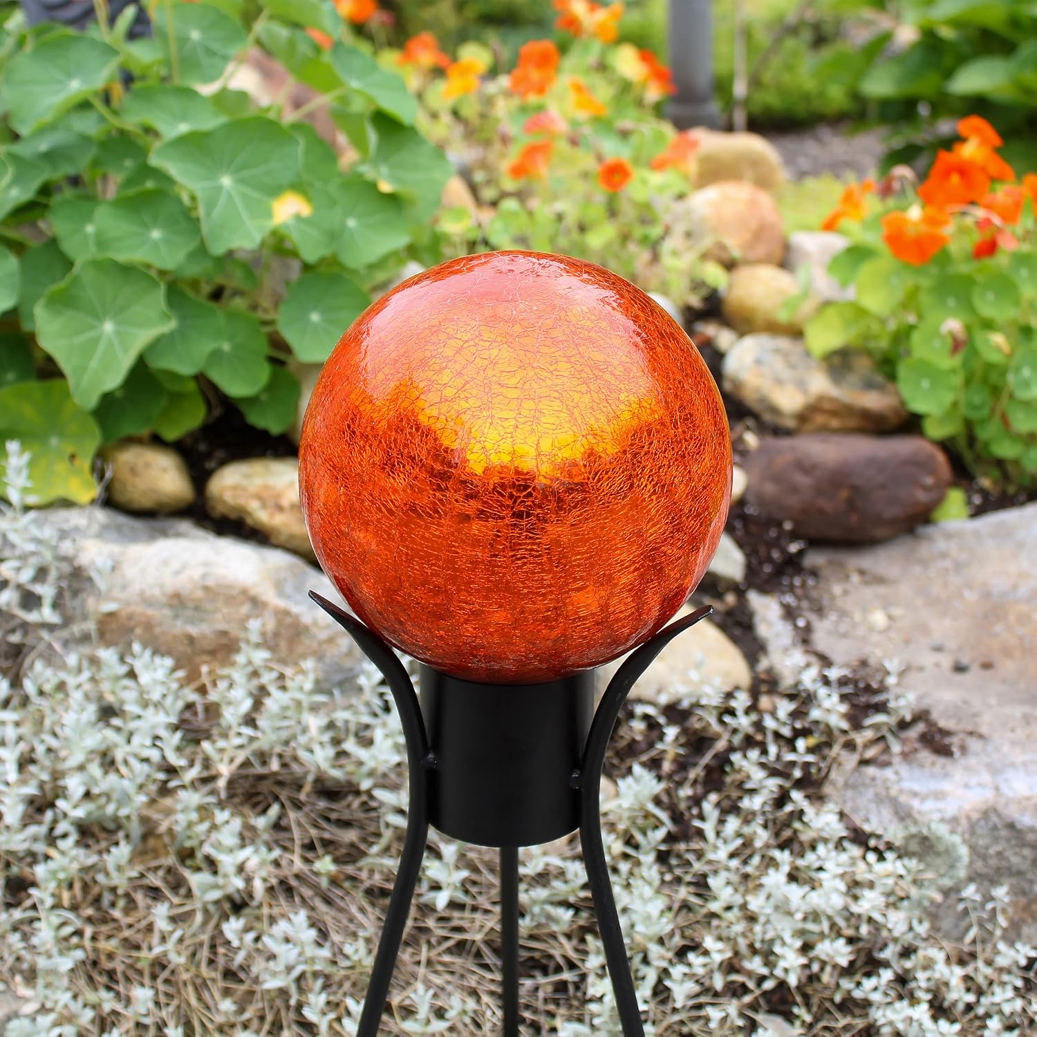 Achla Designs 6" Mandarin Crackle Glass Gazing Globe with Stand