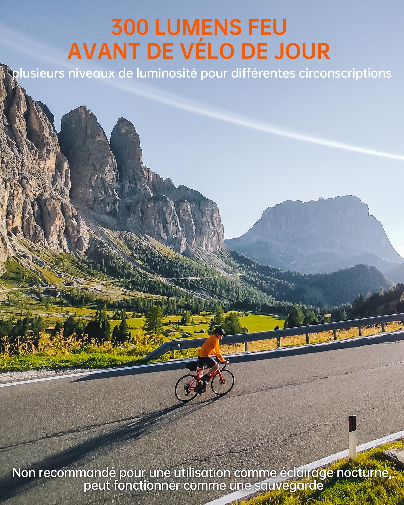 RAVEMEN FR300 Compatible avec Garmin/Wahoo Compteurs Vélo, 300 Lumens Éclairage Avant 6 Modes USB-C IPX6 étanche (Protégés par Un Brevet)