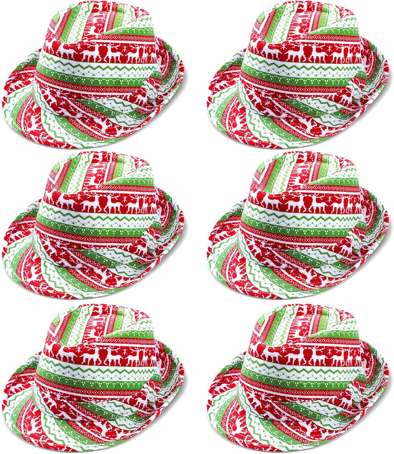 Jadive 6 Pcs Ugly Sweater Hat Funny Christmas Holiday Red and Green Party Hat for Adults Unisex Short Brim