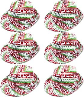 Jadive 6 Pcs Ugly Sweater Hat Funny Christmas Holiday Red and Green Party Hat for Adults Unisex Short Brim(Elk Style)