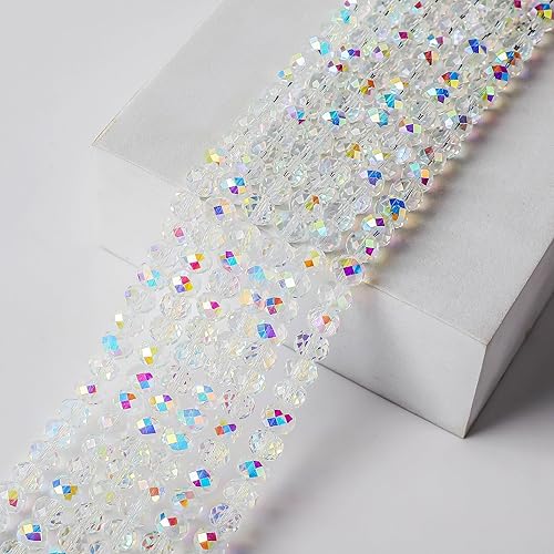 FZH ABRondelle blanco de 0.157 in para la fabricación de joyas 1700 unids forma de Briolette facetada cuentas espaciadoras de cristal surtidos