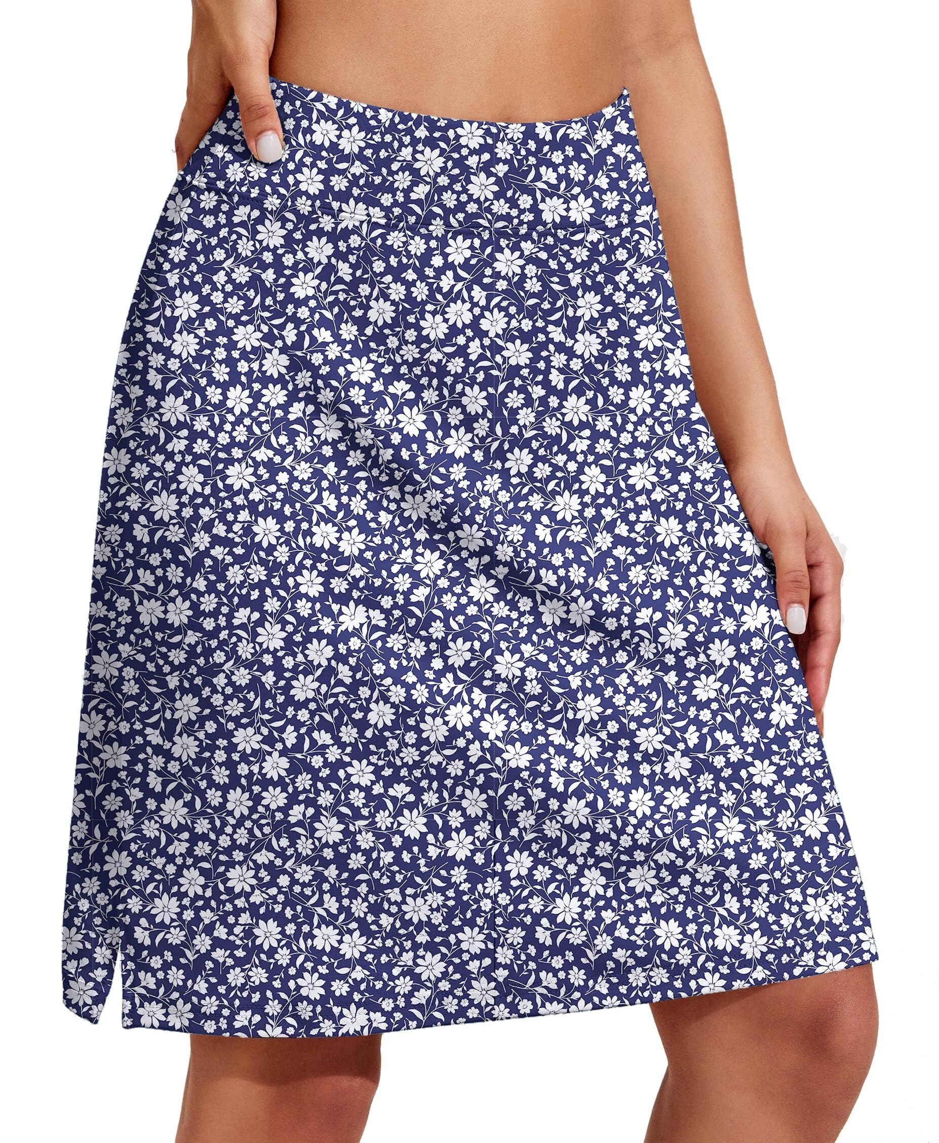PINSPARK Tennisrock Damen Hohe Taille Tennis Skort Golfrock Sportrock mit Taschen Faltenrock Minirock