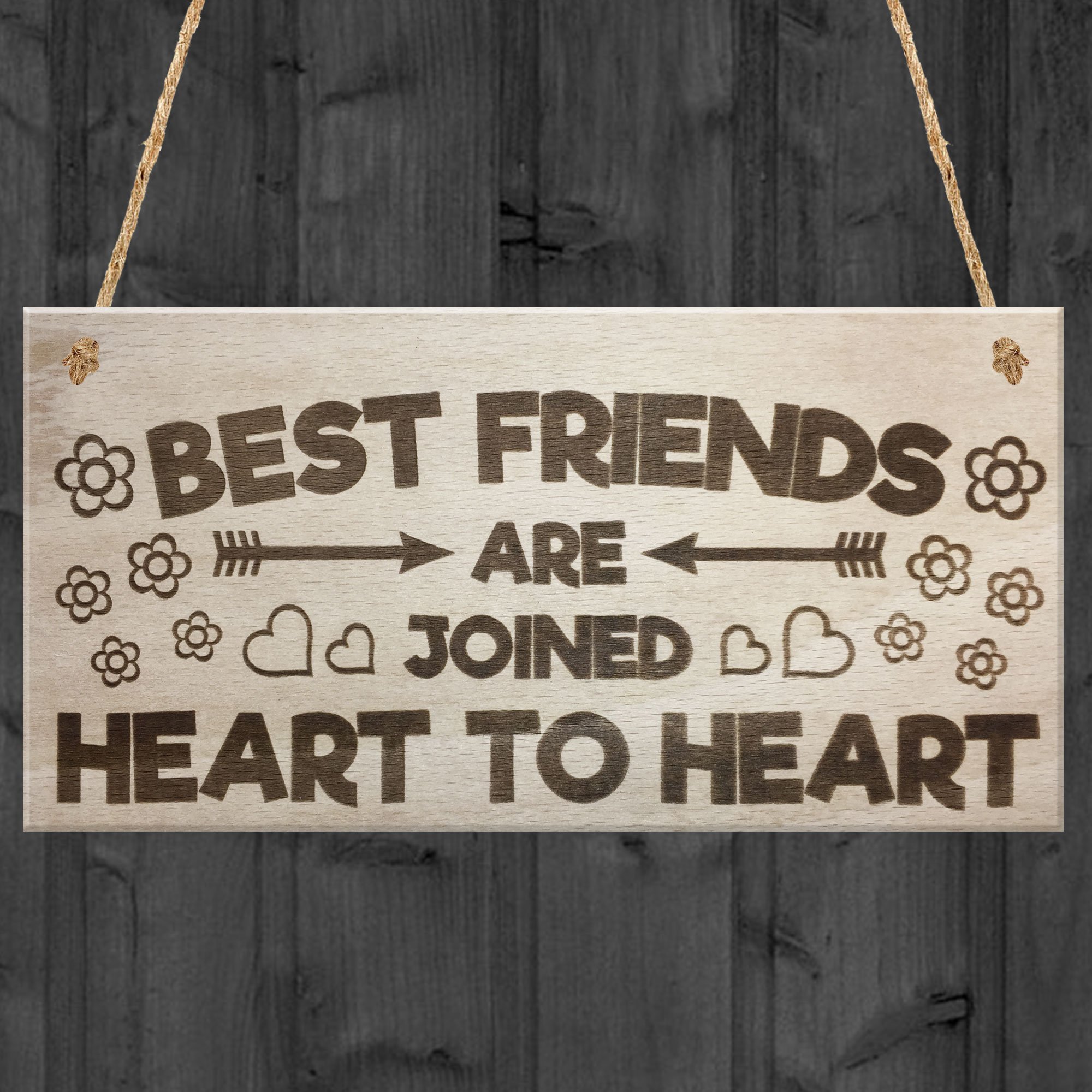 Red Ocean Best Friends Are Joined Heart To Heart Hanging Plaque Sign Love Friendship Gift