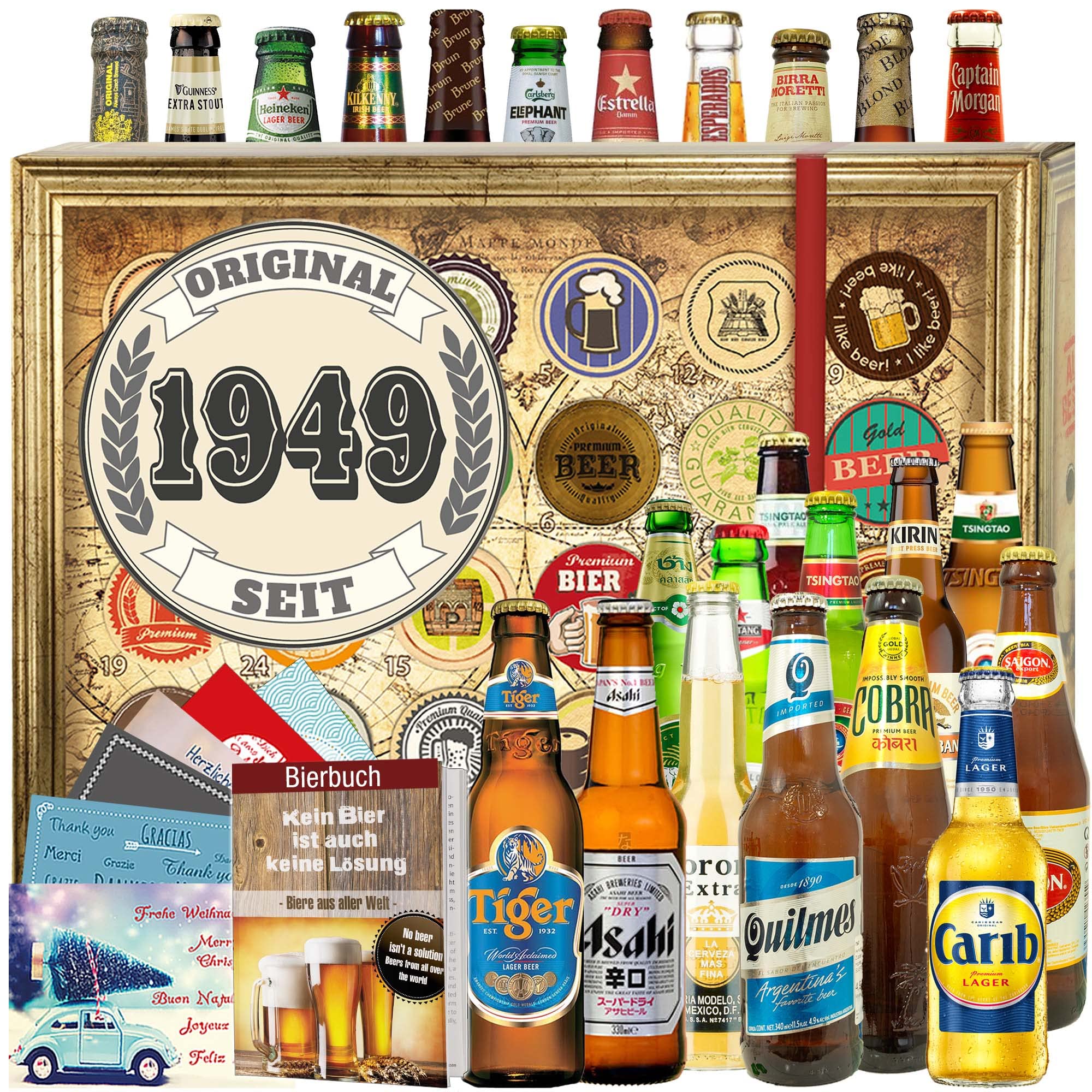 Original seit 1949 - Bier aus aller Welt 24x - Geschenkbox 1949 - Bier Weihnachtskalender 2024 2025