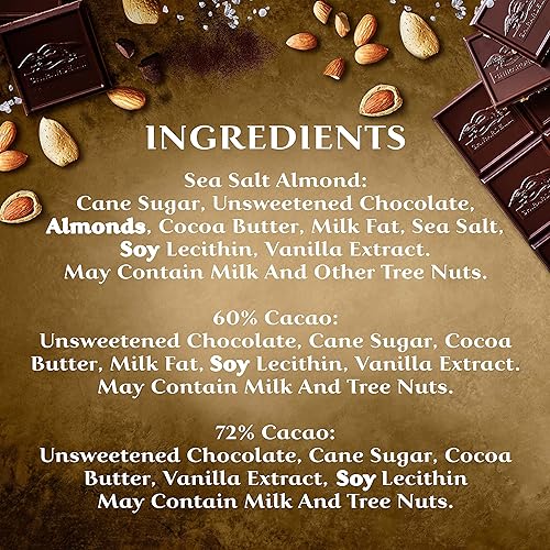 Miniatura 2 de Ghirardelli - Peso neto oscuro intenso, 19.14 onzas, chocolate negro 60% cacao, 72% cacao, chocolate negro sal marina velada con almendras
