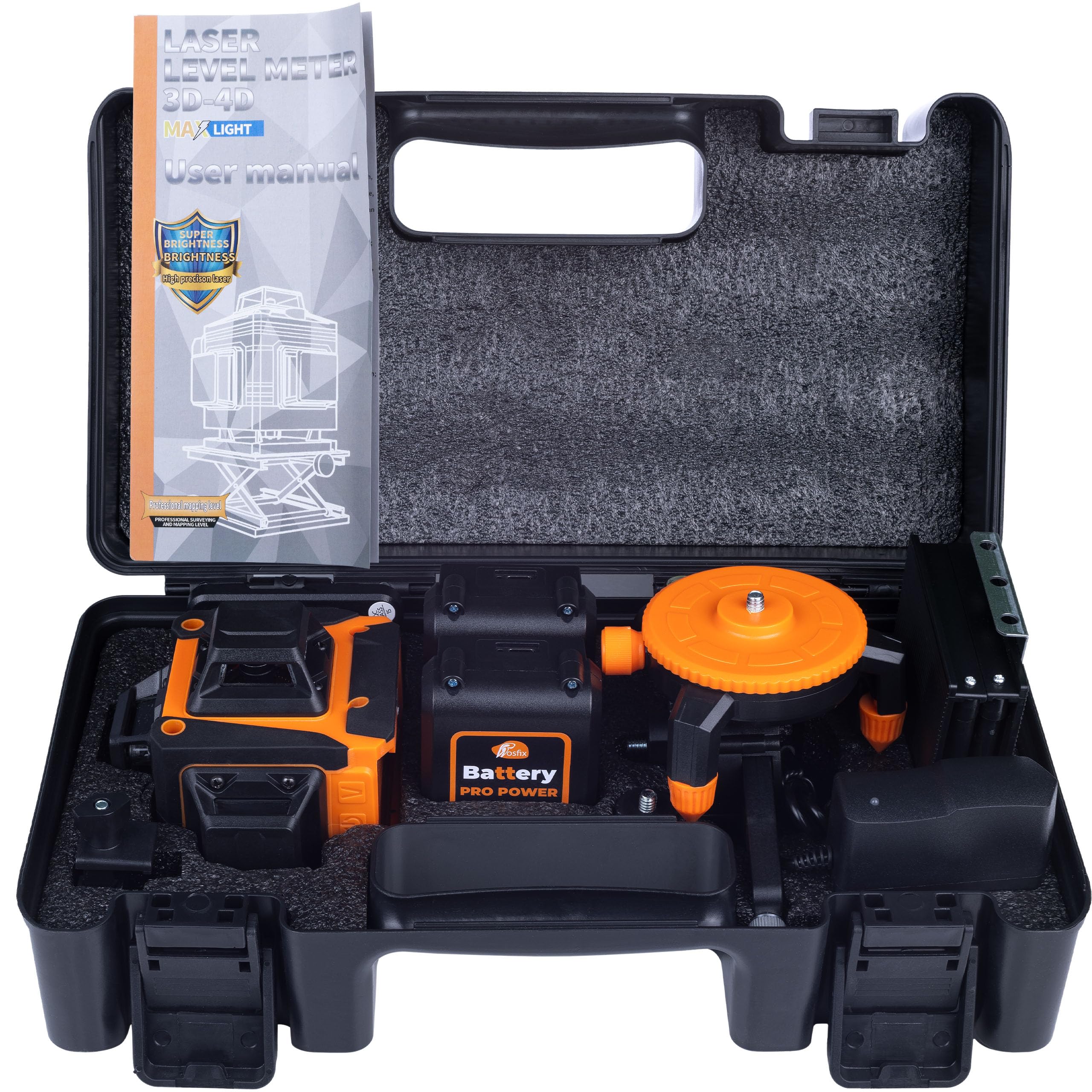 Rosfix Animal Pro Hawk RAPH 16L - Láser cruzado de 16 líneas | IP54, USB-C, 2 x Li-ion, mando a distancia | Construcción e instalaciones | Kit de nivel láser con trípode y maletín
