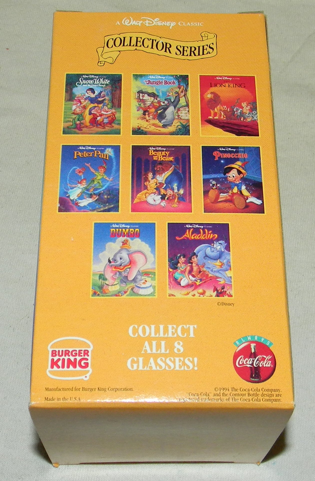 Amazon.com | WALT DISNEY CLASSIC COLLECTOR SERIES PINOCCHIO Tumbler Cup  GLASS BURGER KING: Other Products: Tumblers & Water Glasses