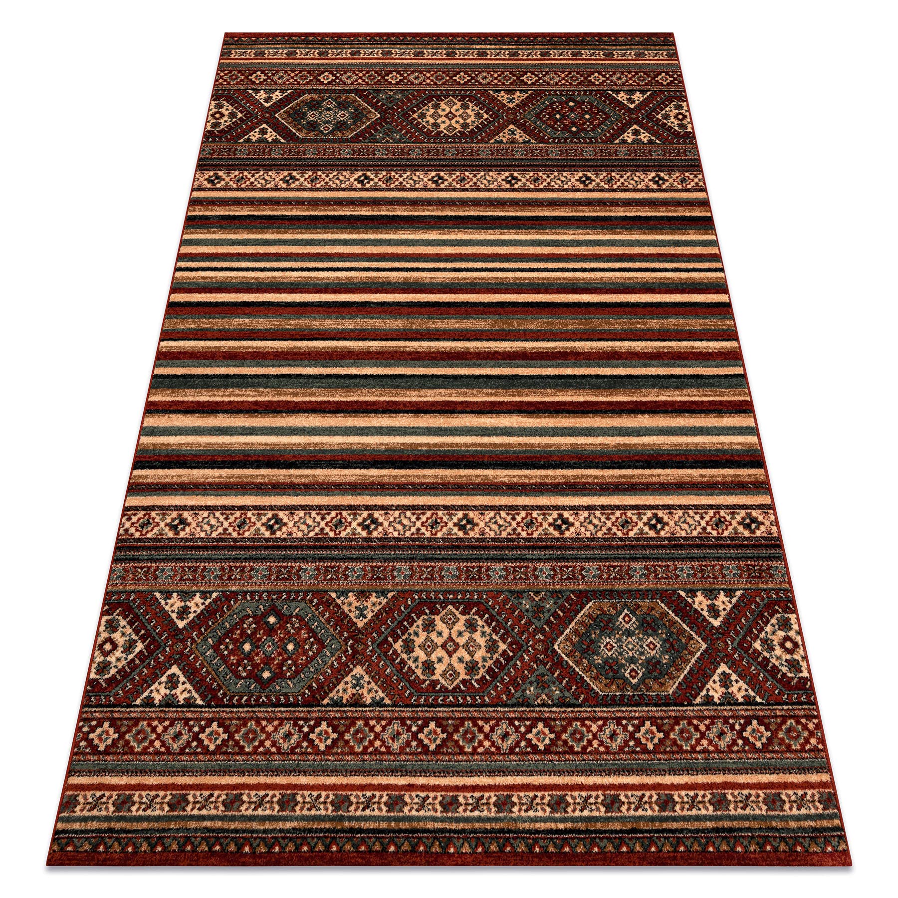 Tapis en laine KASHQAI ethnique, 100% Laine, Classique, bordeaux 135x200 cm