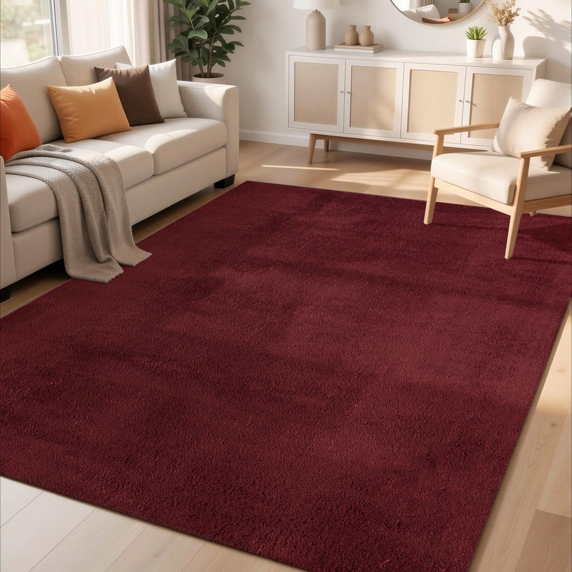 Desire Rugs Red Anti Slip Comfy Rug 160 x 220cm - Polyester - 22mm Low Pile