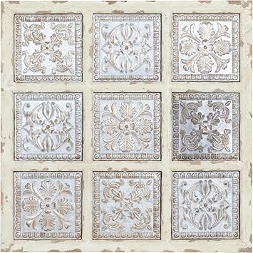 Deco 79 Metal Scroll Home Wall Decor Wall Sculpture with Embossed Details, Wall Art 31" x 2" x 31", White