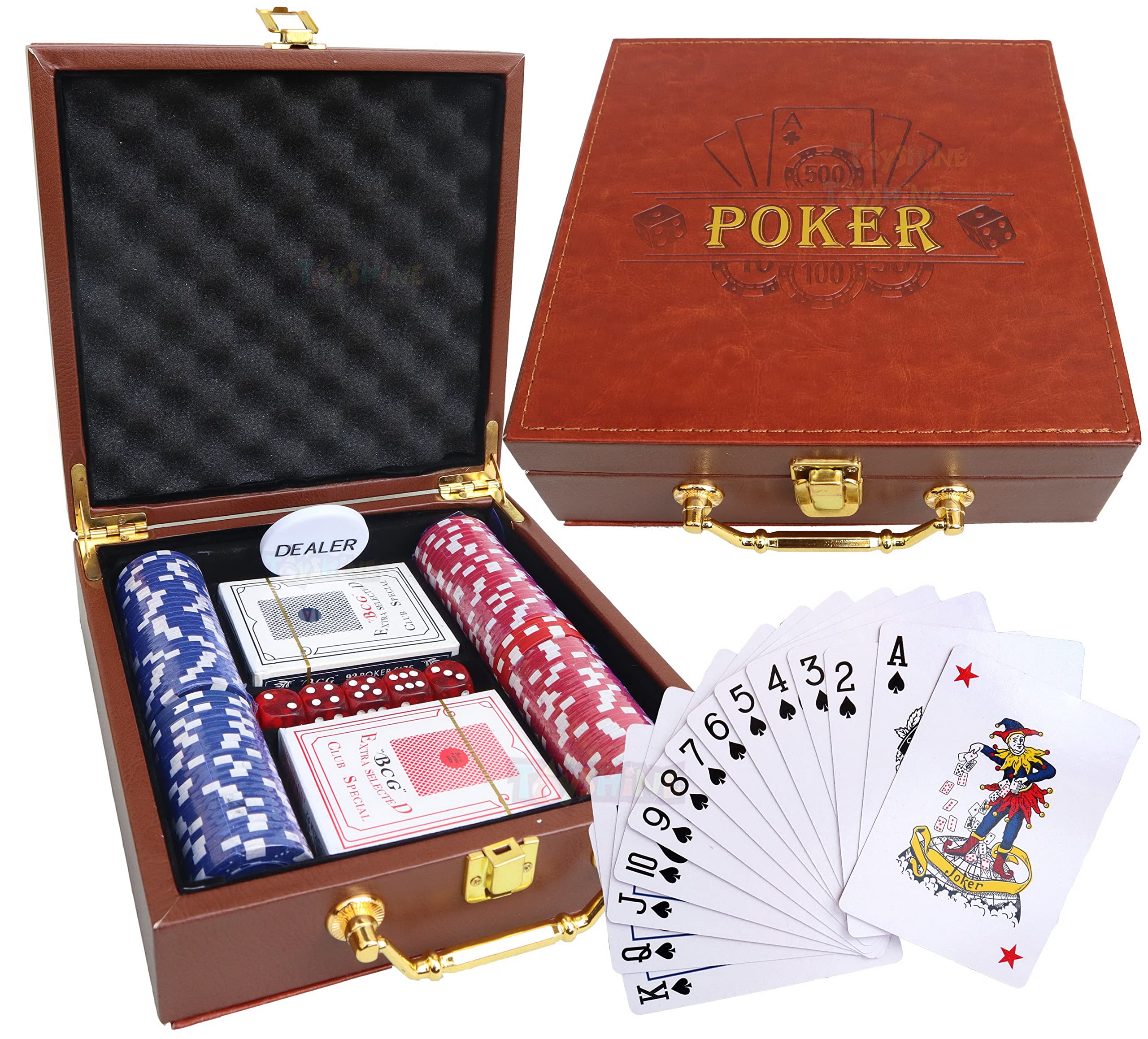 Toyshine Leather Case Poker Game Set with 100 Poker Chips, 11.5 Gram Chips Set, Card Game, Party Diwali Taash Game for Adult, Kid (B09HNRNHHJ) Amazon Price History, Amazon Price Tracker