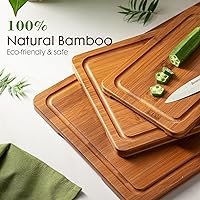 Vista 4 de Astercook Tablas de cortar de bambú carbonizado profundo para cocina con soporte de almacenamiento de madera, charcutería reversible y tablas