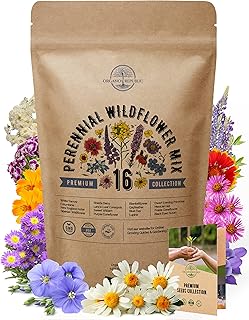 16 Perennial Wildflower Seeds Mix for Planting Indoor & Outdoors. 100,000+ Non-GMO, Heirloom Wildflower Garden Seeds in Bu...
