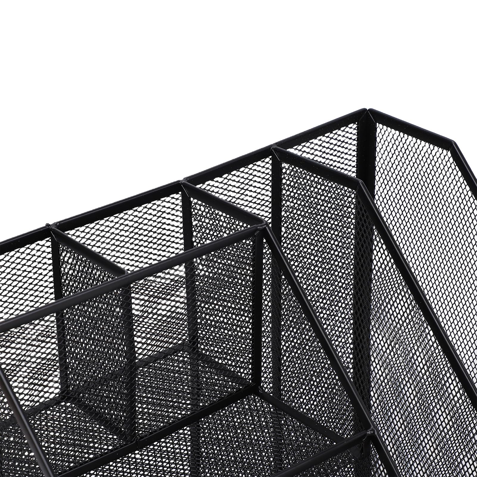 Mesh-Schreibtisch-Organizer, schwarz, verdickt, 2 Spalten, 4 Schichten, Stifthalter für Büro