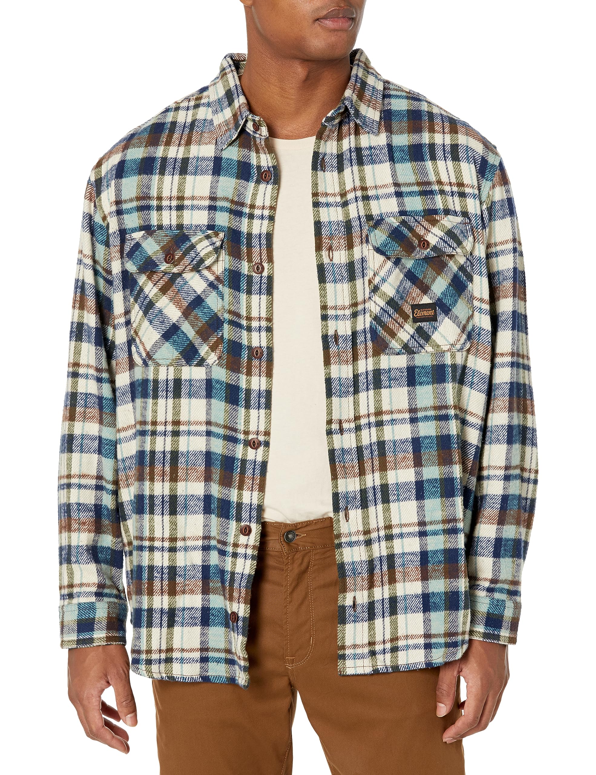 Element mens Element Men's Hueco Flannel Button Up Woven Top Button Down Shirt