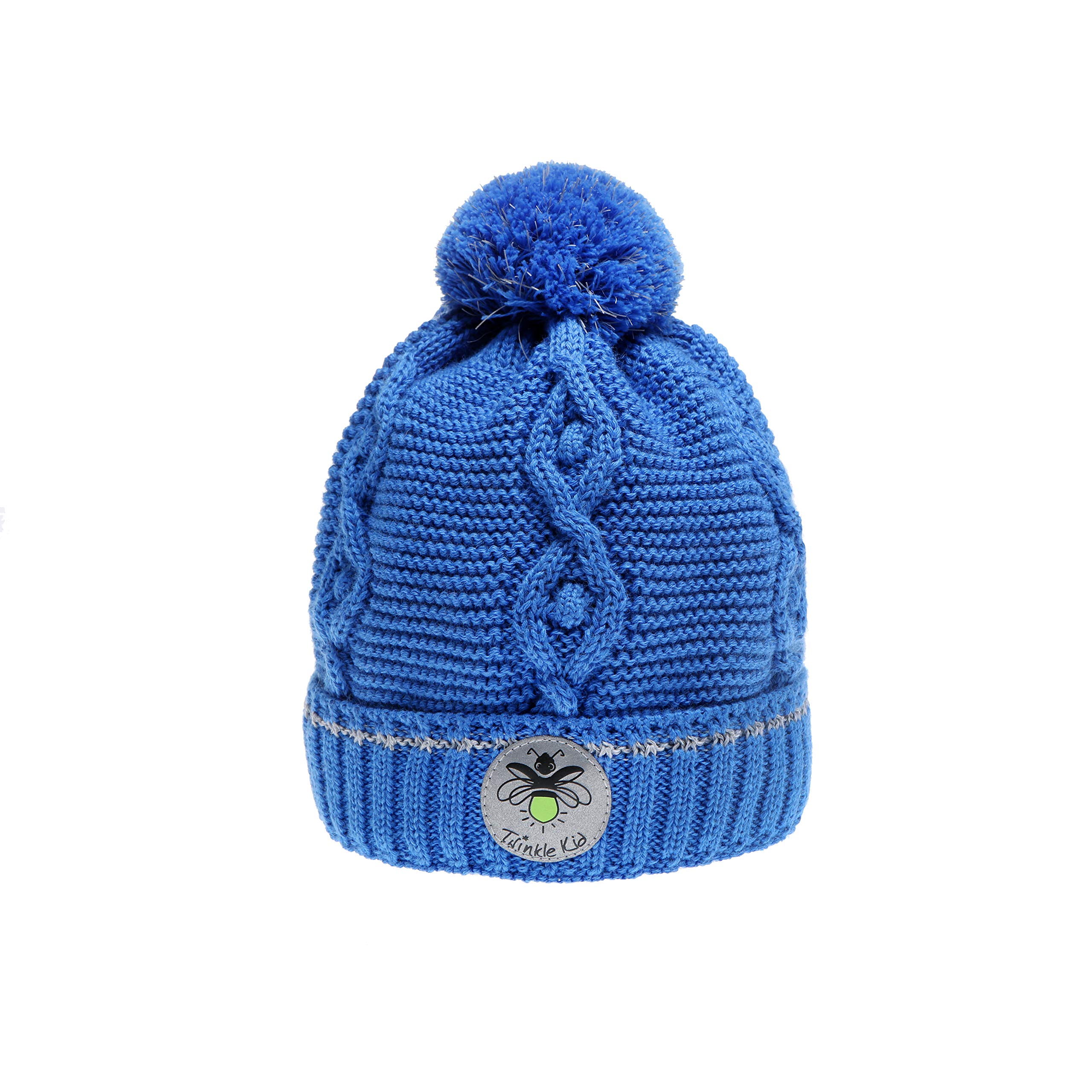 Twinkle Kid - Gorro Reflectante para niños, diseño de pompón de luz, Color Azul