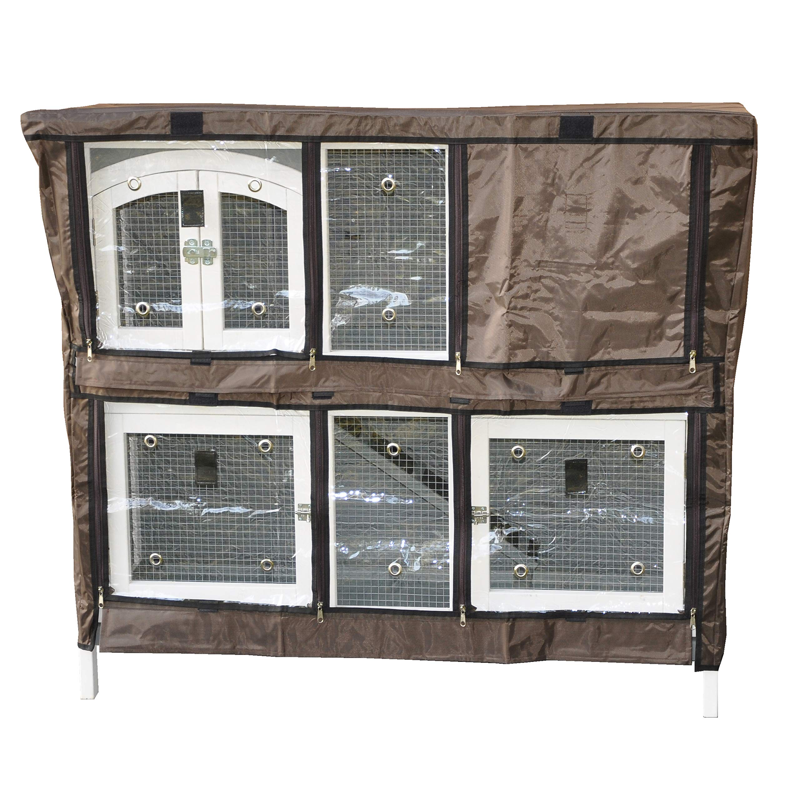 nanook Schutzhülle Wetterschutz Cover für Kaninchenstall Hasenstall Balu, Frederik, Kleintierstall mit Klappfunktion - 124 x 43 x 96 cm - Farbe: braun, schwarz