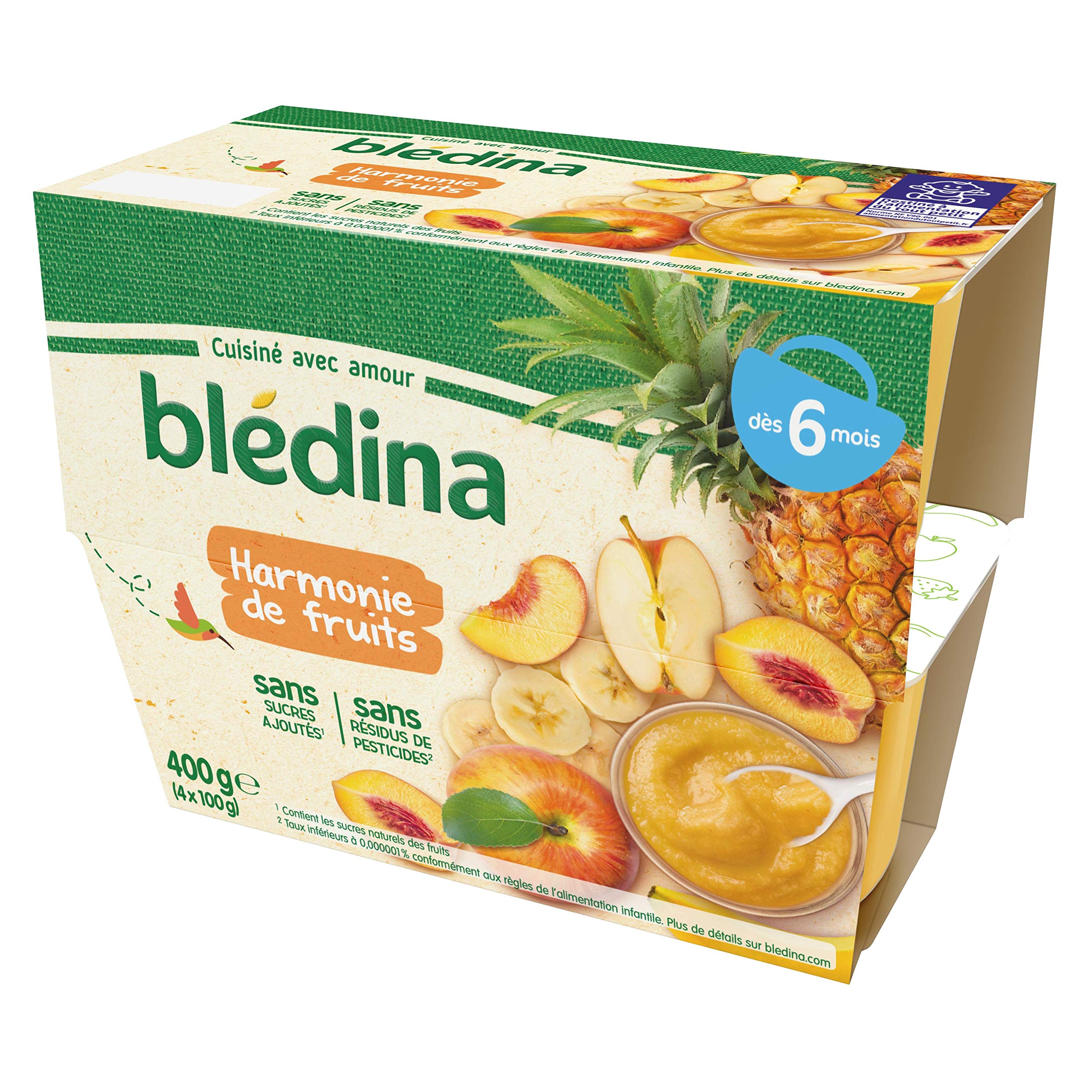 Blédina 4 Coupelles Harmonie de Fruits Dès 6 mois, 4 x 100g