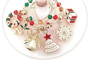 Christmas Wine Charms - Gold Tone Christmas Glass Tag Identifiers
