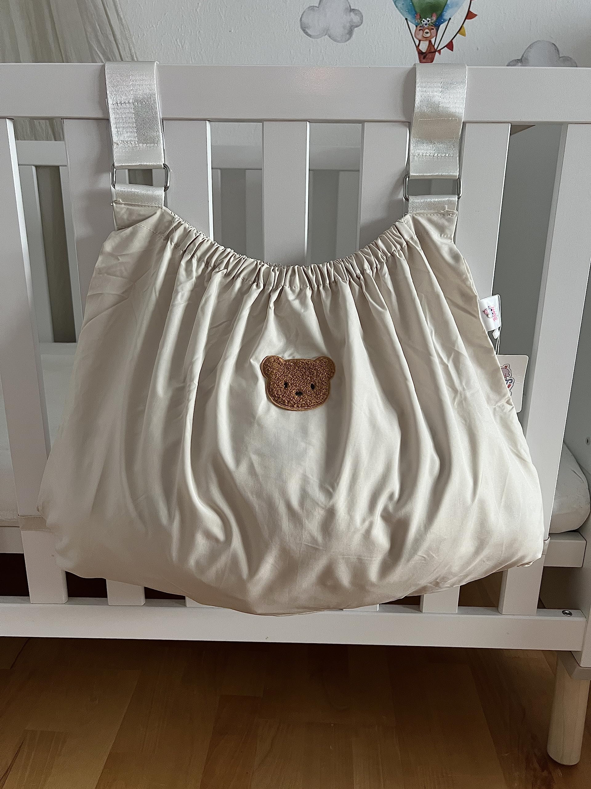 Pram Bag, Universal Bag, Pram, Shopping Bag, Pram Organiser, Changing Bag, Buggy, Beige with Bear, H40cm B70cm T3cm - Image 4