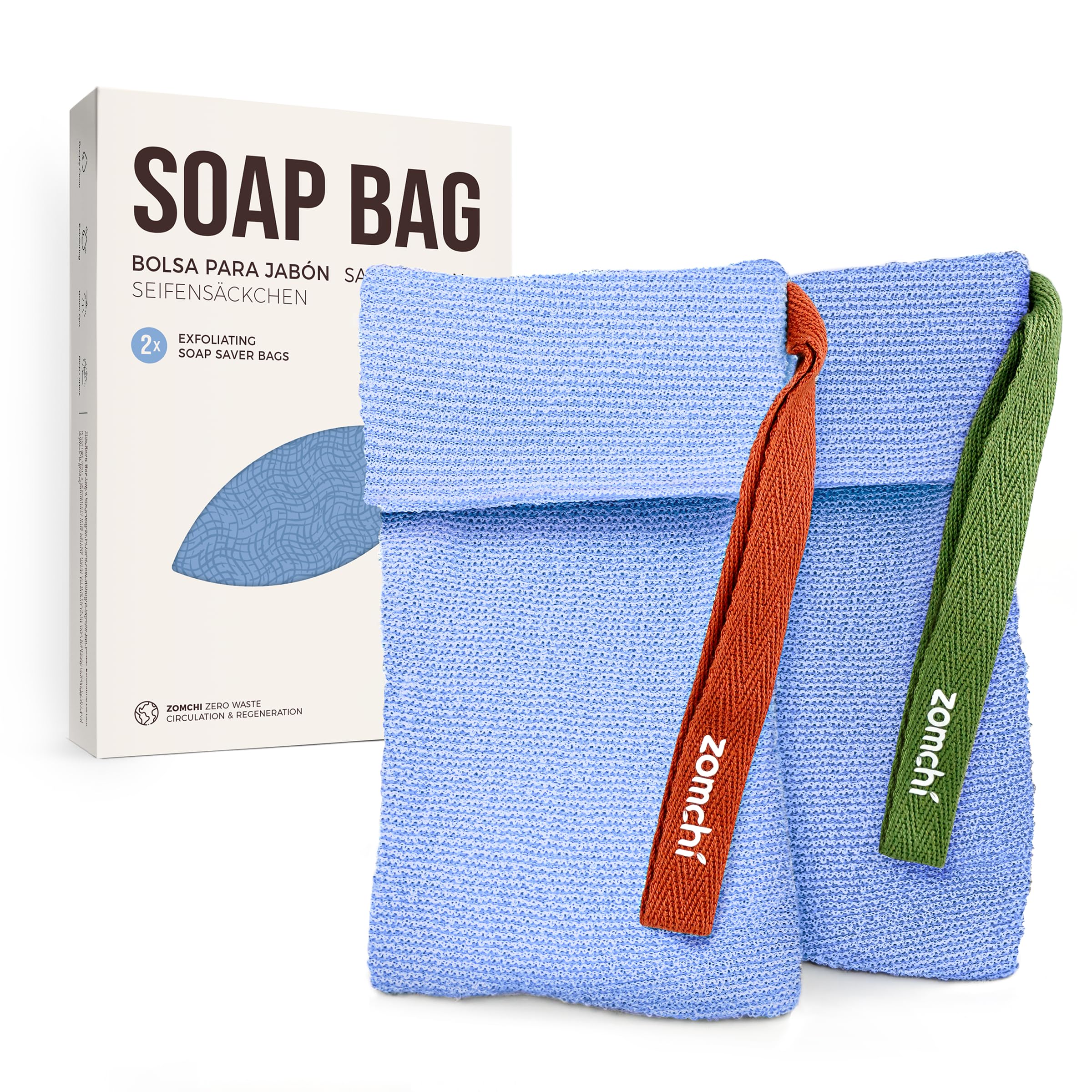 ZOMCHI Soap Saver Bags for Bar Soap, 2 Pack, Light Blue Pouches