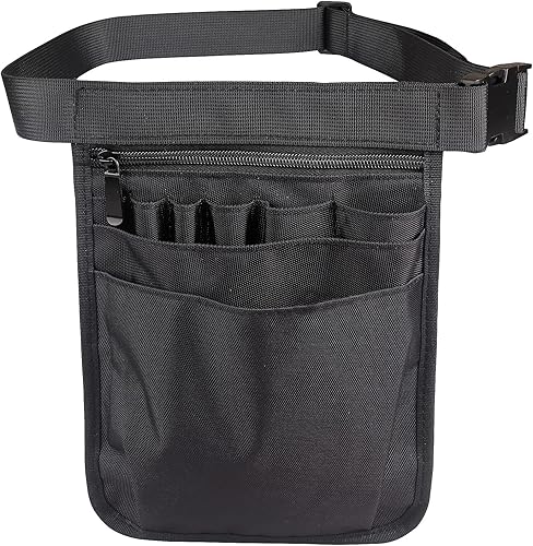 Wessleco Riñonera de enfermería para enfermeras, cinturón de herramientas de enfermera con soporte para estetoscopio, Negro -