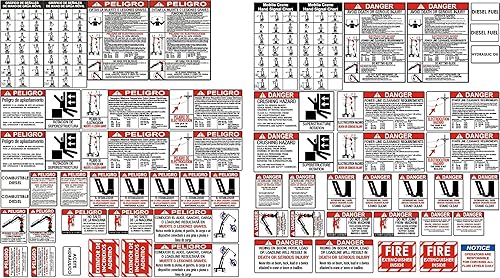 Kit de pegatinas de seguridad para grúas bilingües en español e inglés
