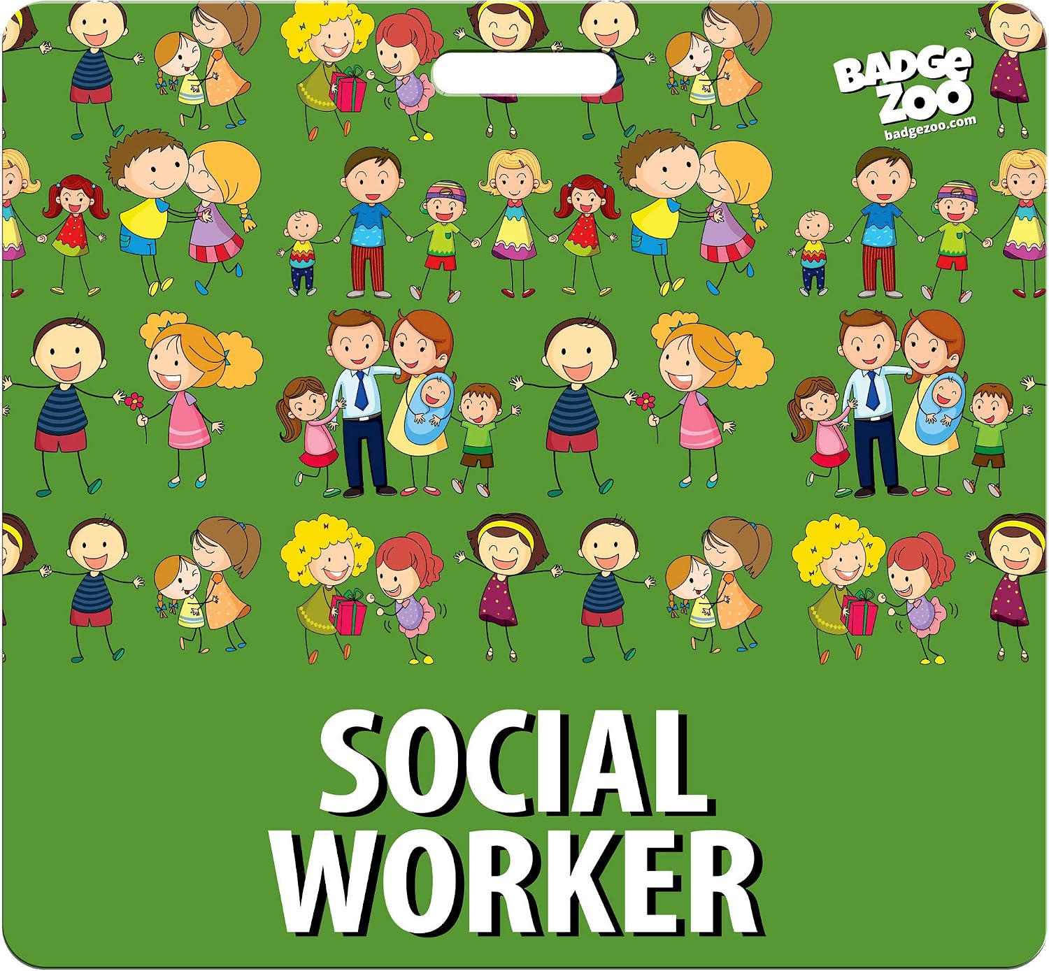 Social Worker Badge Buddy - Green with a Family Theme - By BadgeZoo (20)