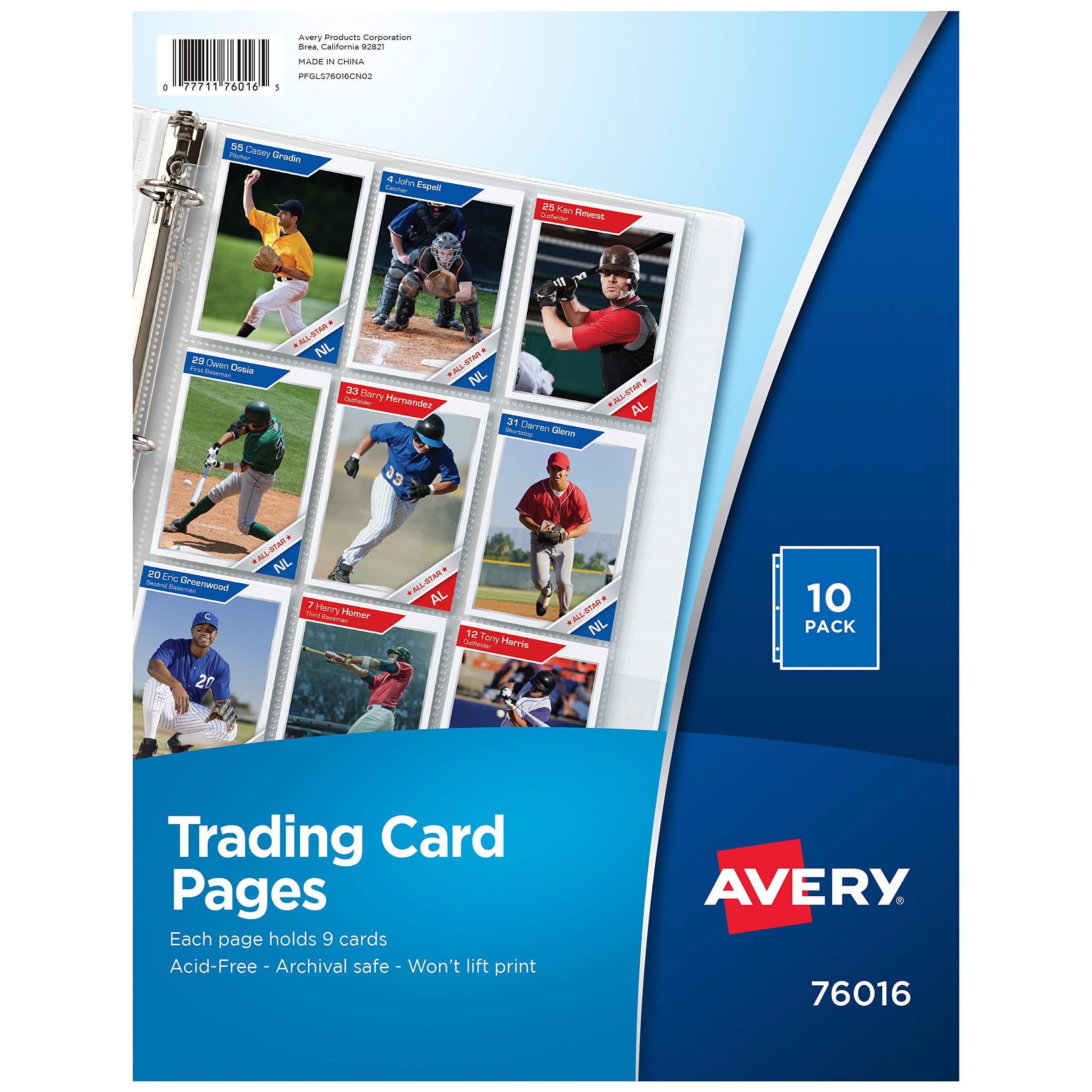 AveryTrading Card Pages for Pokemon, Magic The Gathering, MLB Baseball, NFL Football, Acid Free, 10Pk (76016)