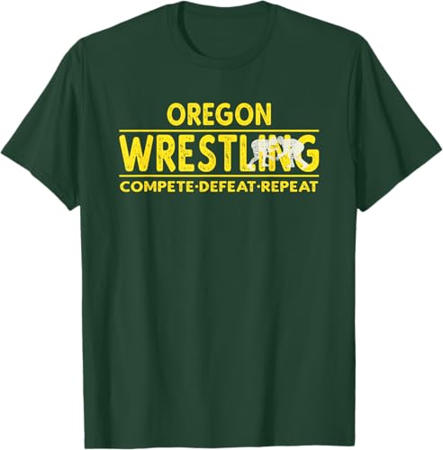 Miniatura 89 de Oregon Wrestling - Compete, Defeat, Repeat T-Shirt Negro,Azul Marino,Asfalto,Blanco,Azul Pastel,Arándano,Rojo,Verde Bosque,Verde Kelly,Verde
