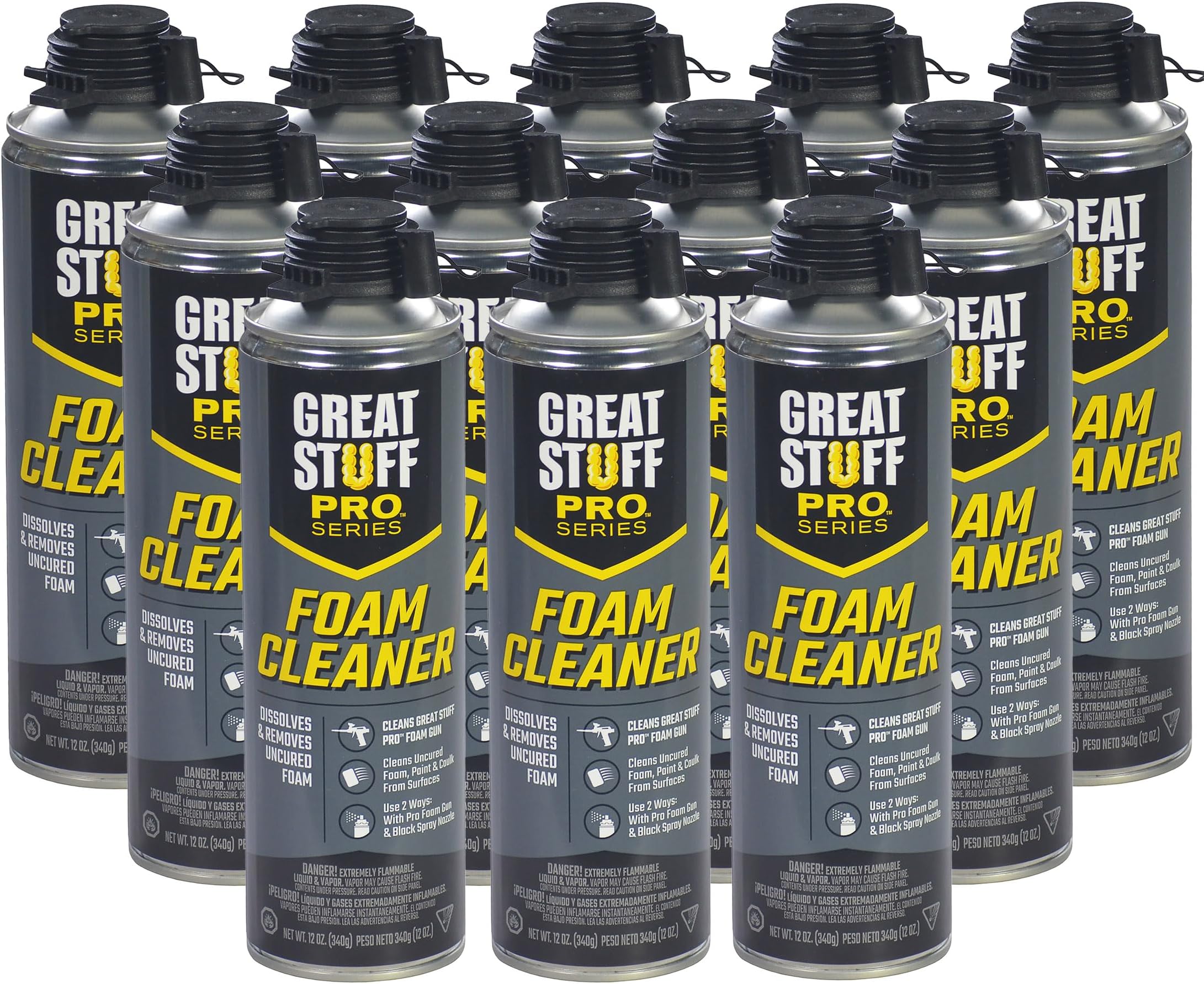 Great Stuff PRO Foam Cleaner 12oz - For Use With PRO Series Spray Foam Applicators - Pack of 12