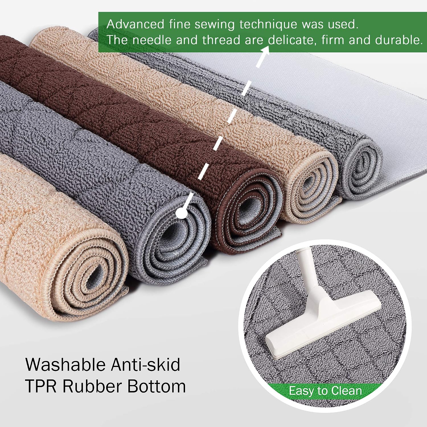 REFETONE Indoor Doormat, Front Back Door Mat, 20x32, Non-Slip Absorbent Resist Dirt Door Mats, Machine Washable Low-Profile Inside Floor Mat Door Rugs for Entryway, Grey