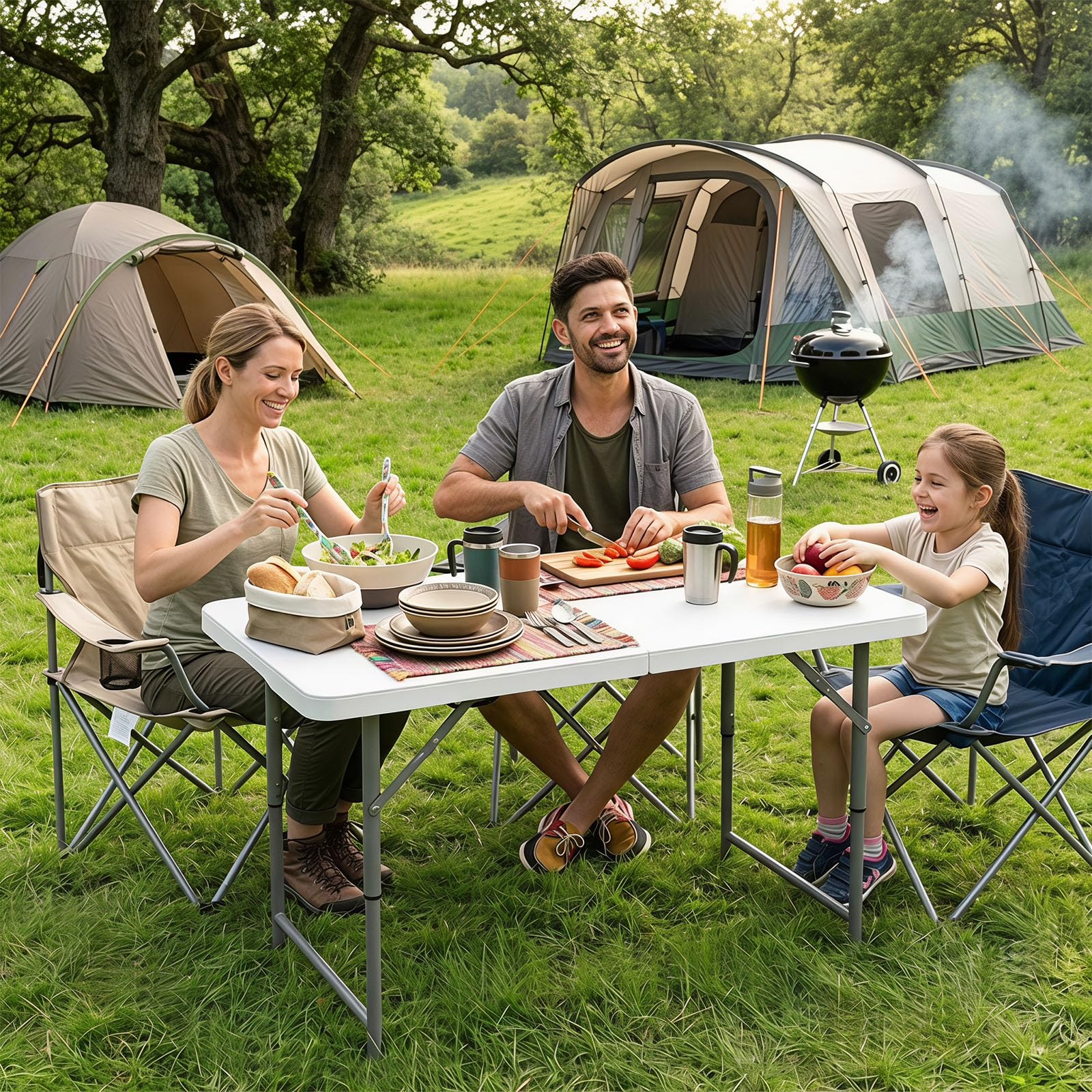 COSTWAY Campingtisch Klappbar Höhenverstellbar, Gartentisch 122x60 cm