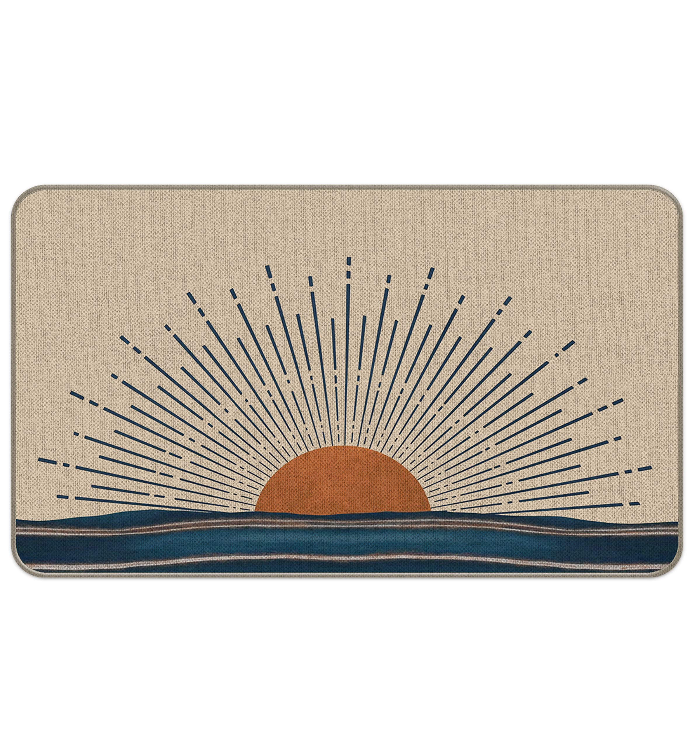 Boho Sea Sun Sunrise Sunset Sunshine Modern Entrance Door Mat 18"x30" Doormats Decor, Bohemia Home Front Door Porch Outdoor Indoor Decorations