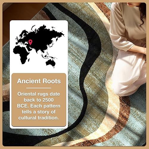 Miniatura 8 de Well Woven Hudson Waves - Alfombra redonda de 7 pies y 10 pulgadas, diseño geométrico, moderno, informal, fácil de limpiar, resistente a las manchas