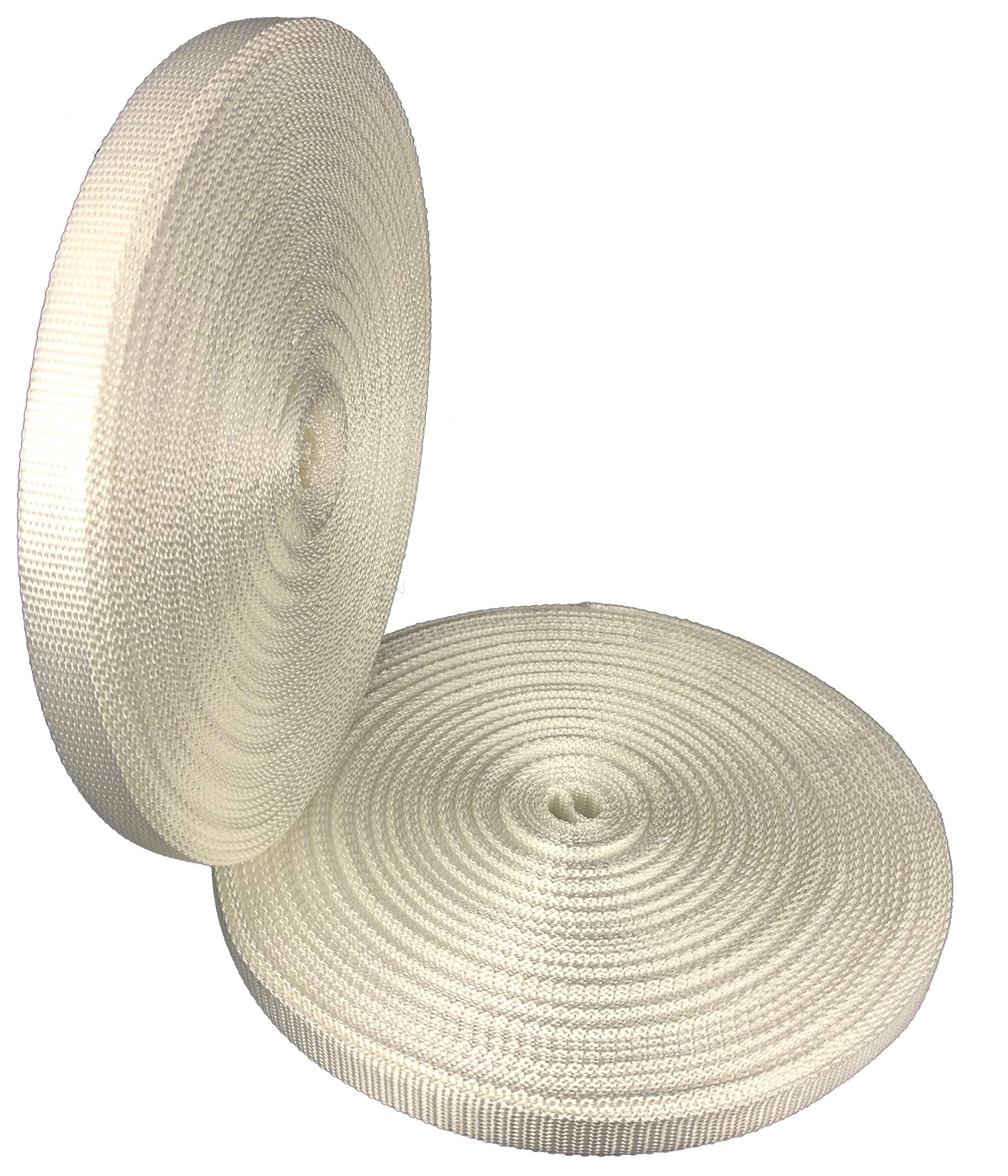 Sangle Polyester au mètre pour Petit arrimage et manutention légère - Résistance 2 tonnes - Largeur 25 mm - Vendu en Rouleau (25 m, Ecru)