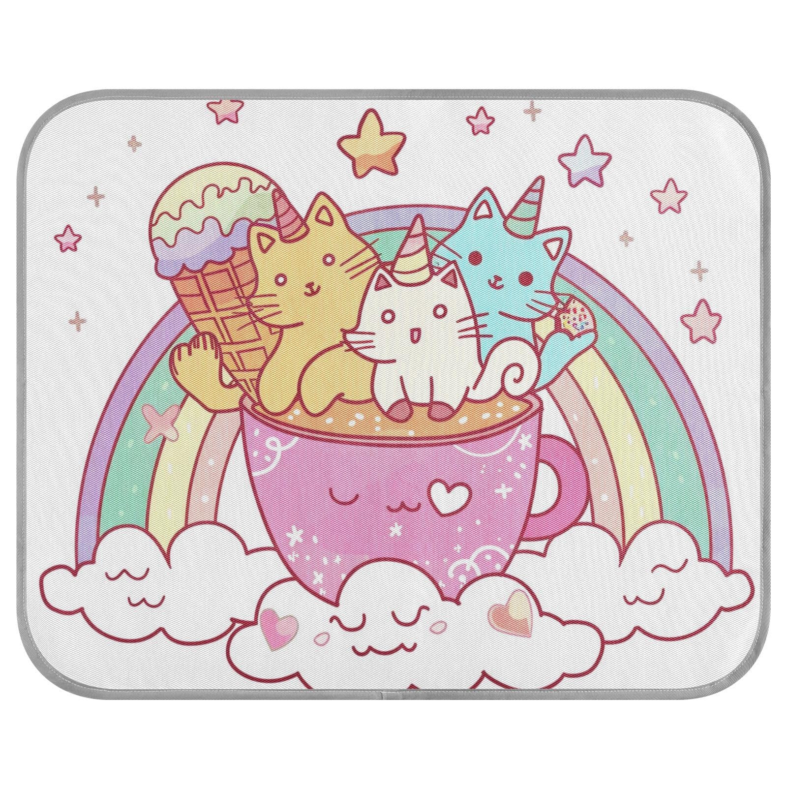 siphylline Colorful Doodle Unicorns Cat Rainbow Summer Outdoor Cooling mat Self Cooling Cold mat for Canine cat Outdoor Removable tapete Frio para Perros S